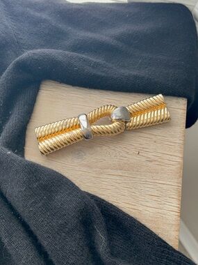 Vintage Gay Boyer 1984 Gold Tone Knot Stretch Belt Statement 80s Designer